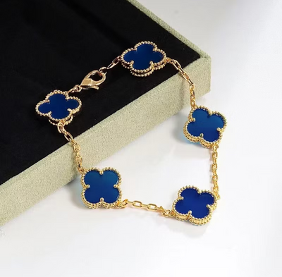 VINTAGE ALHAMBRA 5 CLOVERS BRACELET - BLUE SEMI-JEWELRY