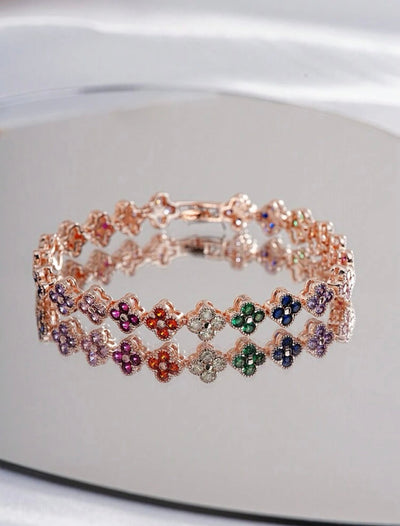 Colorful Clover Bracelet with Zirconia