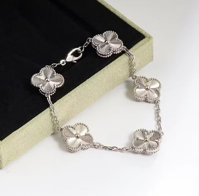 VINTAGE ALHAMBRA 5 CLOVERS BRACELET - SEMI-JEWELRY SILVER
