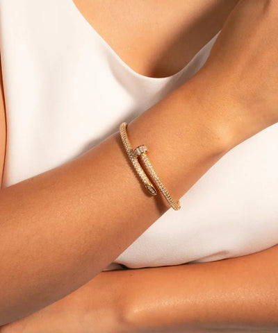 Nail Bracelet with Paved Stones Semi-Jewelry