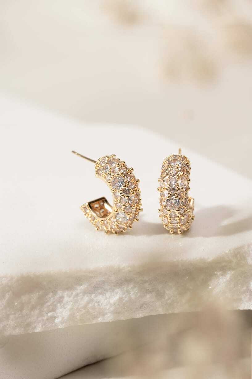 Half Hoop Earring Paved with Zirconias