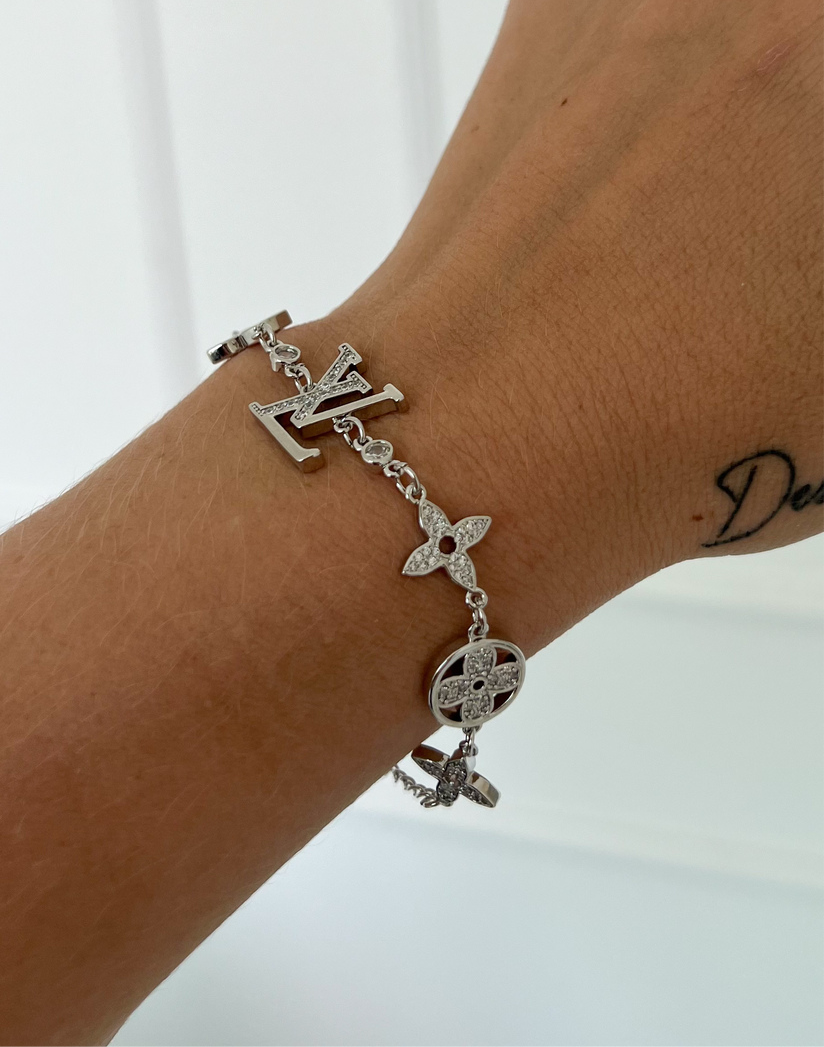 LV Inspired Bracelet Paved with Zirconias Gold Plated 18k