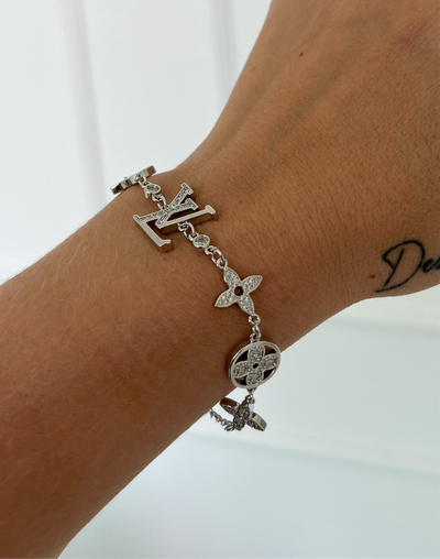 LV Inspired Bracelet Paved with Zirconias Gold Plated 18k
