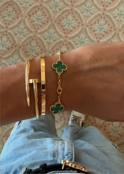 VINTAGE ALHAMBRA 5 CLOVERS BRACELET - GREEN SEMI-JEWELRY