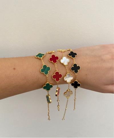 VINTAGE ALHAMBRA 5 CLOVERS BRACELET - RED SEMI-JEWELRY