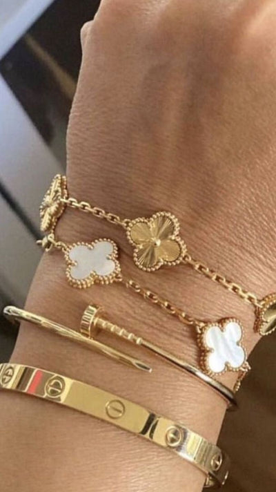 VINTAGE ALHAMBRA 5 CLOVERS BRACELET - GOLD SEMI-JEWELRY