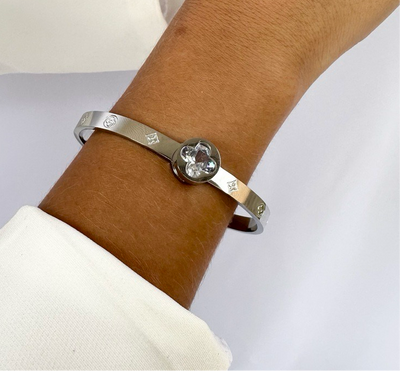 LV Silver Inspiration Bracelet with Stone