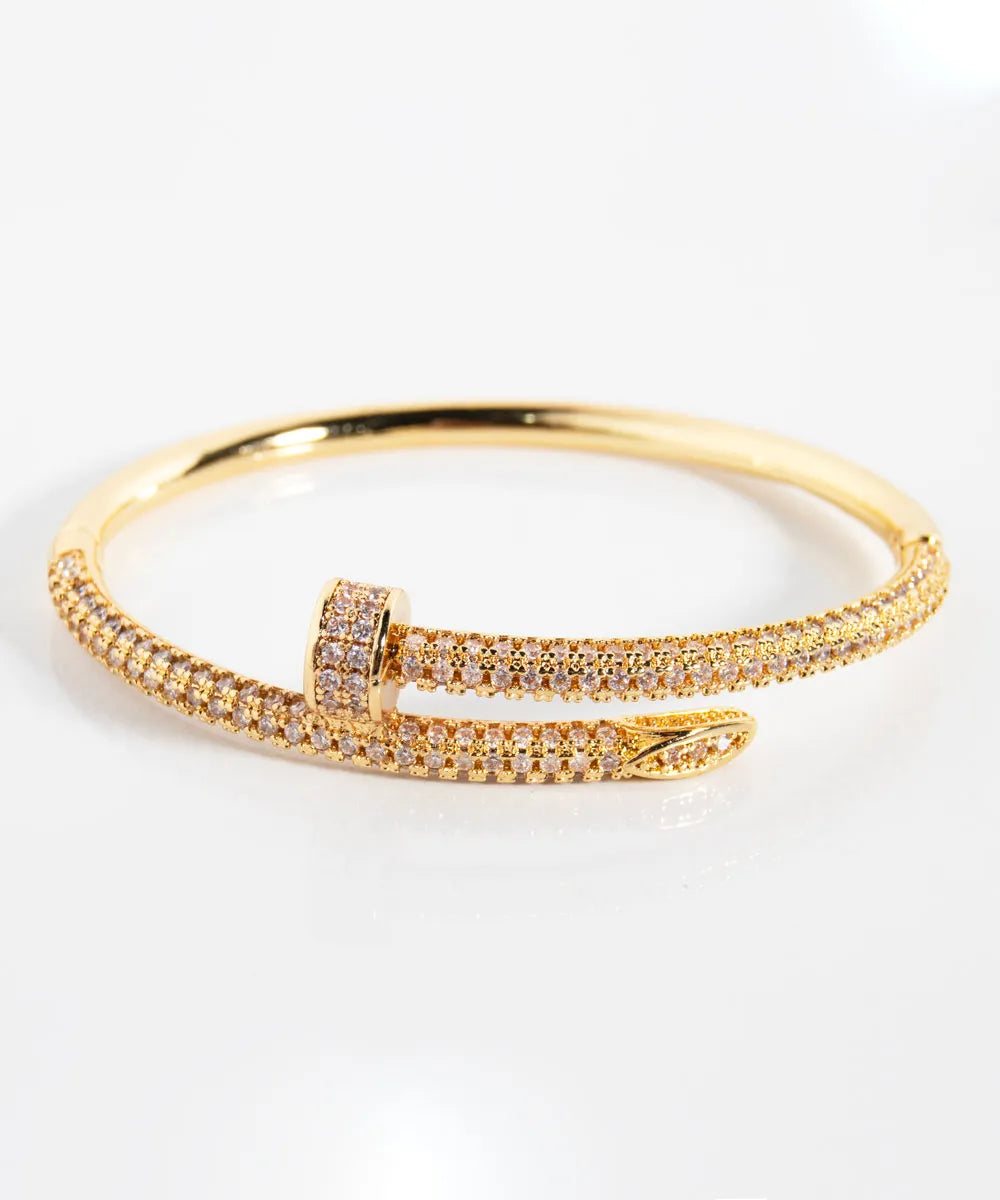 Nail Bracelet with Paved Stones Semi-Jewelry