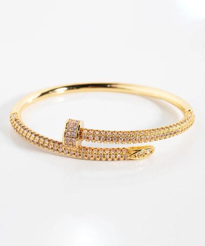 Nail Bracelet with Paved Stones Semi-Jewelry