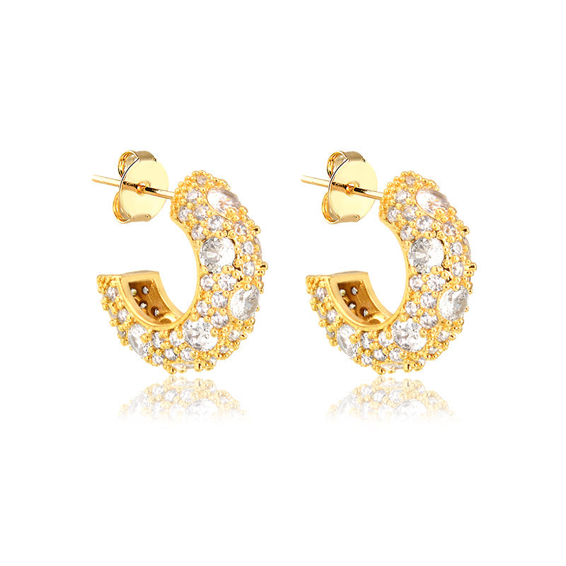 Half Hoop Earring Paved with Zirconias