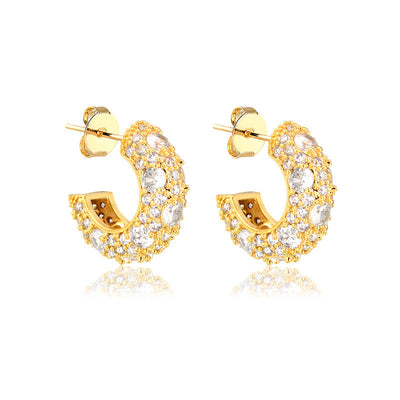 Half Hoop Earring Paved with Zirconias