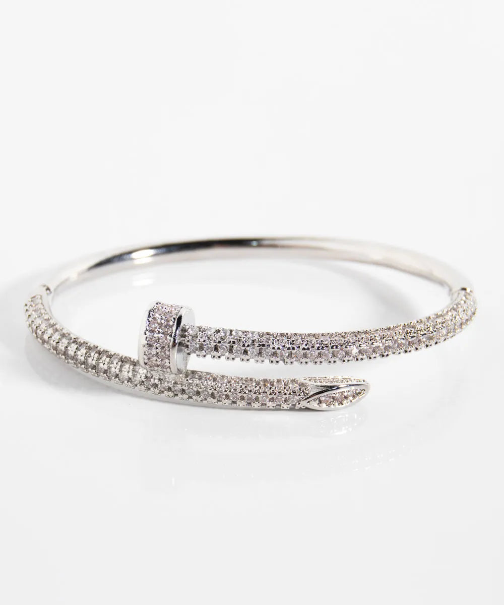 Nail Bracelet with Paved Stones Semi-Jewelry