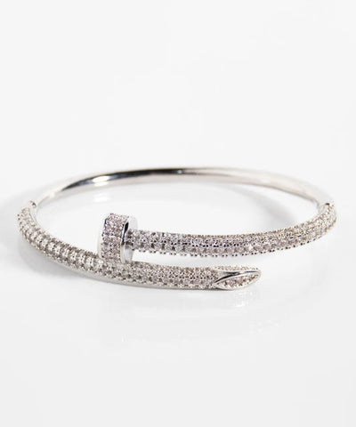 Nail Bracelet with Paved Stones Semi-Jewelry