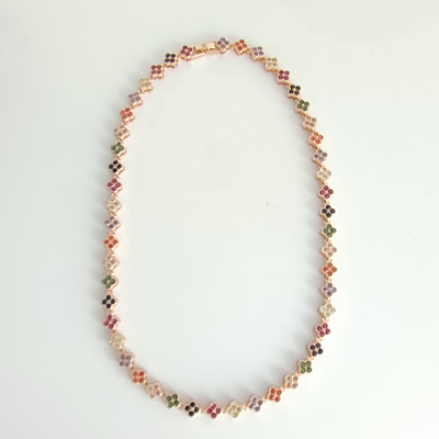 Zirconia Clover Necklace and Bracelet Set