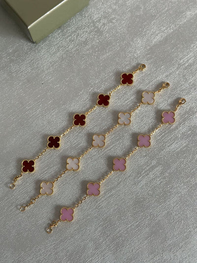 VINTAGE ALHAMBRA 5 CLOVERS BRACELET - PINK SEMI-JEWELRY