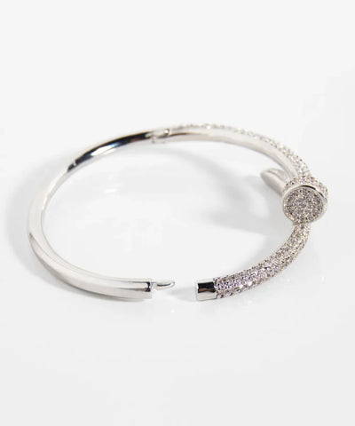 Nail Bracelet with Paved Stones Semi-Jewelry