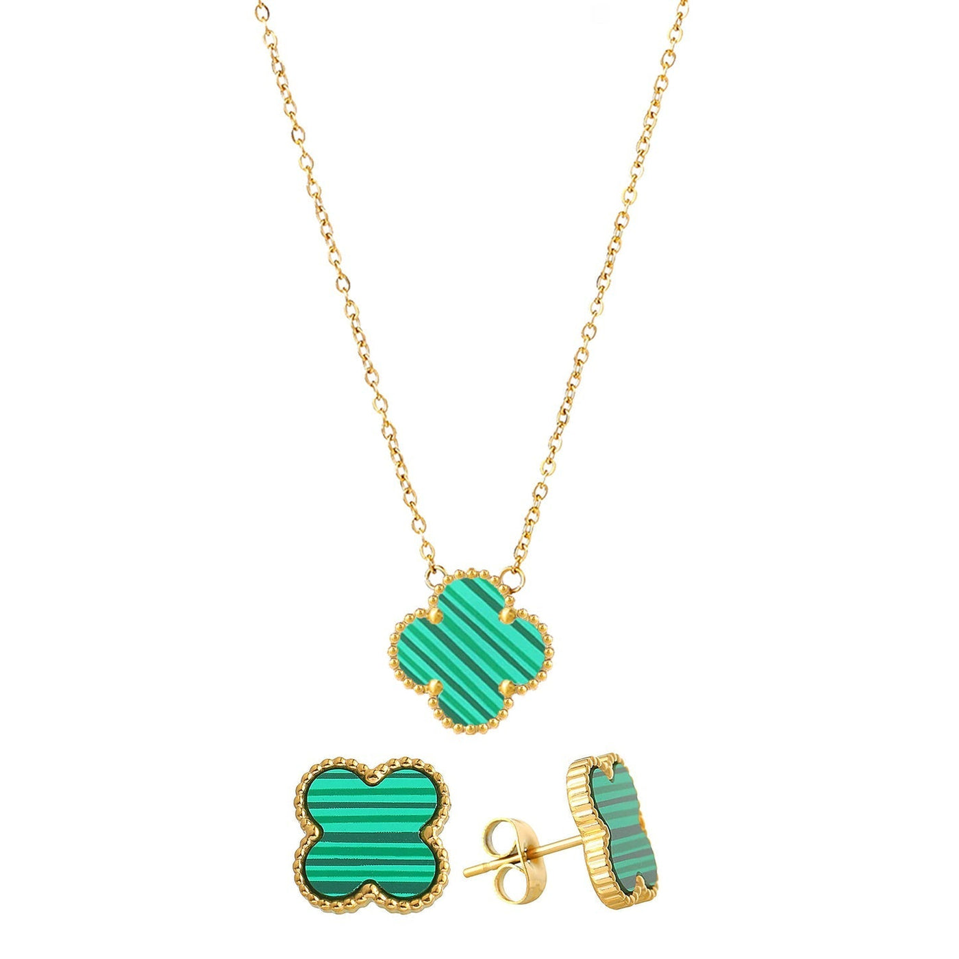 Van 1 Clover Green Necklace and Earring Set