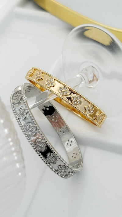 Clover Bracelet with Zirconia Plated in 18k Gold