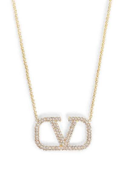 Necklace and Earring Set Inspired by V with Pavé Setting