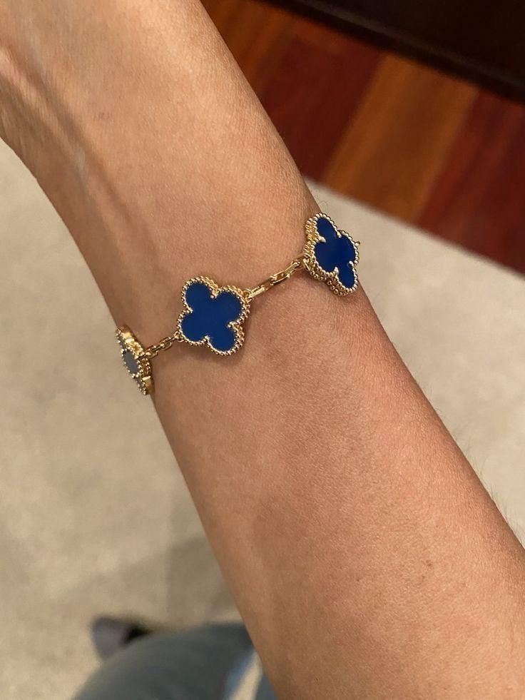 VINTAGE ALHAMBRA 5 CLOVERS BRACELET - BLUE SEMI-JEWELRY