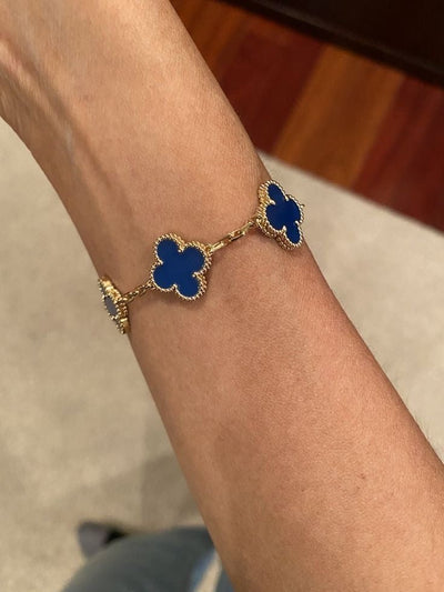 VINTAGE ALHAMBRA 5 CLOVERS BRACELET - BLUE SEMI-JEWELRY