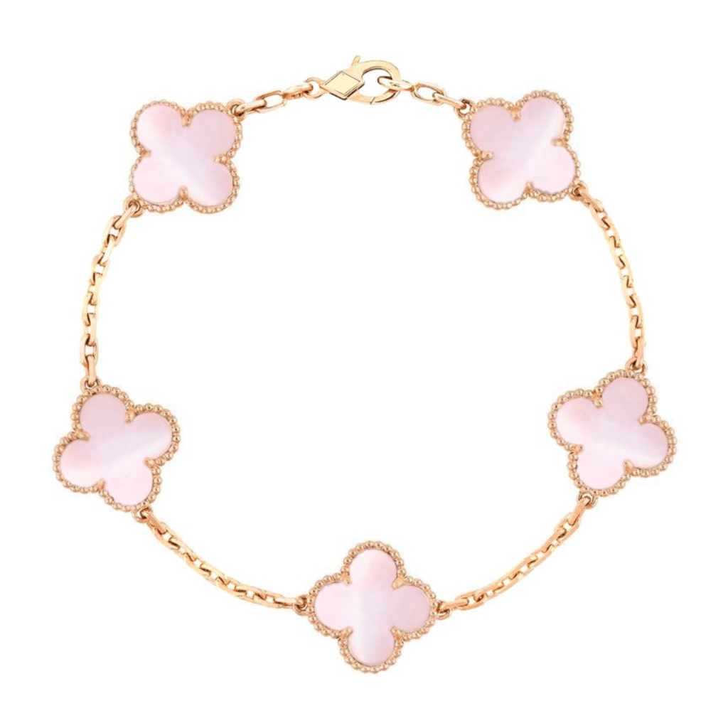 VINTAGE ALHAMBRA 5 CLOVERS BRACELET - PINK SEMI-JEWELRY