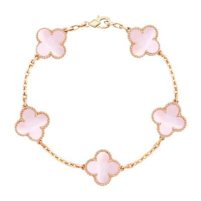 VINTAGE ALHAMBRA 5 CLOVERS BRACELET - PINK SEMI-JEWELRY