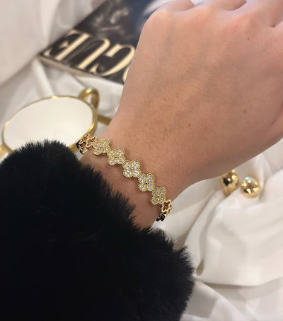 Paved Hollow Clover Bracelet