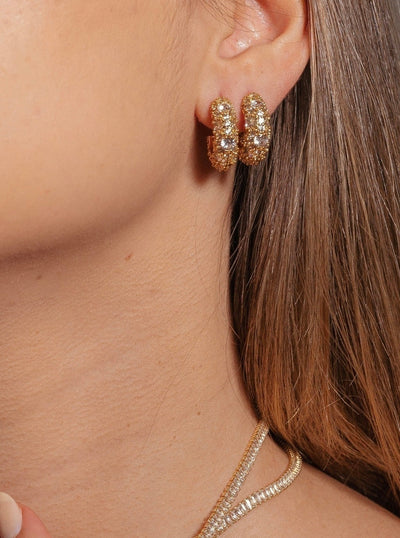 Half Hoop Earring Paved with Zirconias