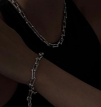 TF Silver Necklace and Bracelet Set