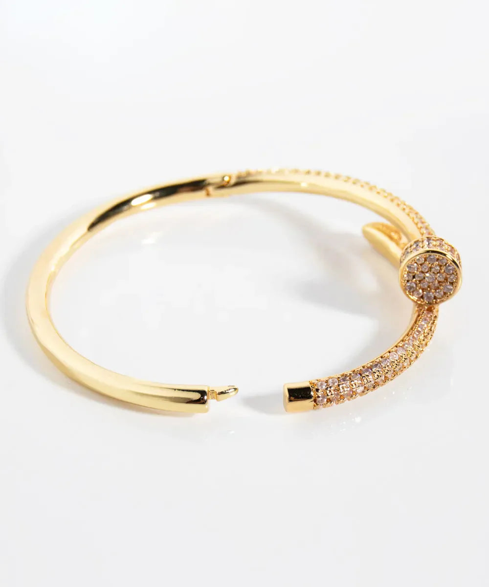 Nail Bracelet with Paved Stones Semi-Jewelry