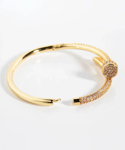 Nail Bracelet with Paved Stones Semi-Jewelry