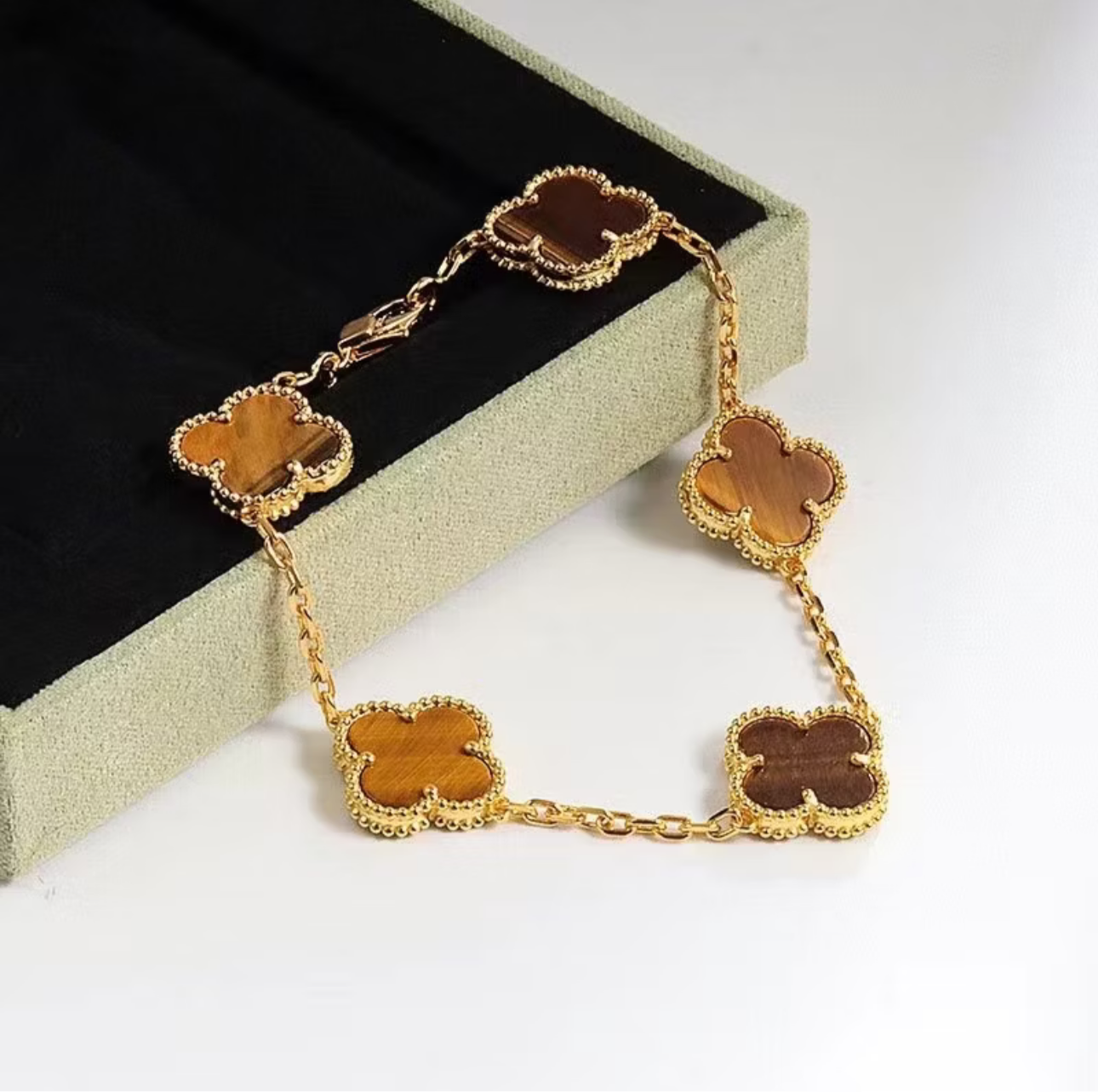 VINTAGE ALHAMBRA 5 CLOVERS BRACELET - BROWN SEMI-JEWELRY