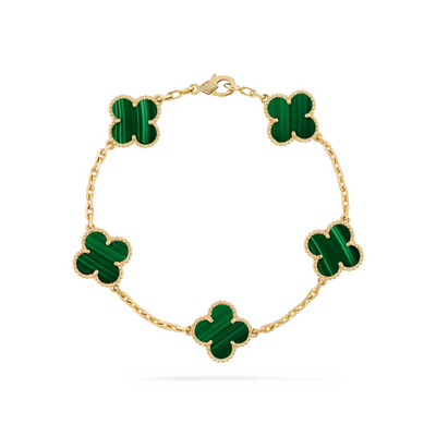 VINTAGE ALHAMBRA 5 CLOVERS BRACELET - GREEN SEMI-JEWELRY