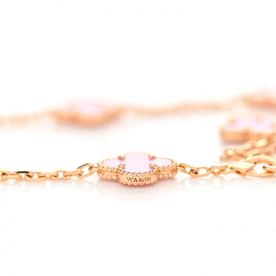 VINTAGE ALHAMBRA 5 CLOVERS BRACELET - PINK SEMI-JEWELRY