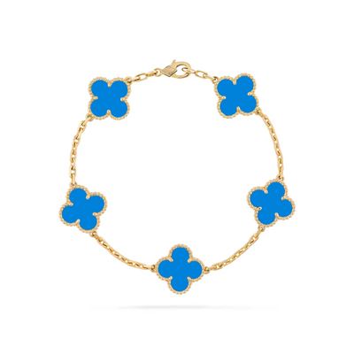 VINTAGE ALHAMBRA 5 CLOVERS BRACELET - BLUE SEMI-JEWELRY
