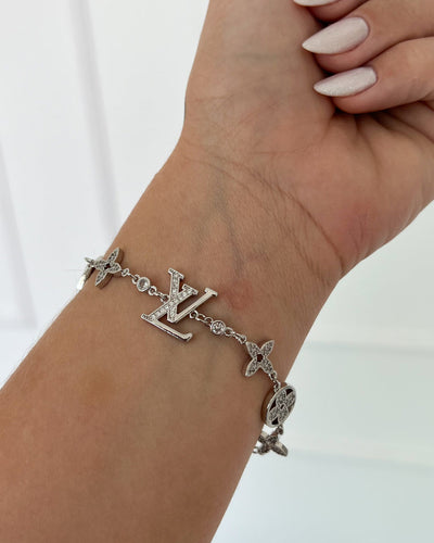 LV Inspired Bracelet Paved with Zirconias Gold Plated 18k