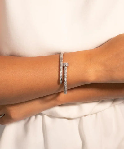 Nail Bracelet with Paved Stones Semi-Jewelry