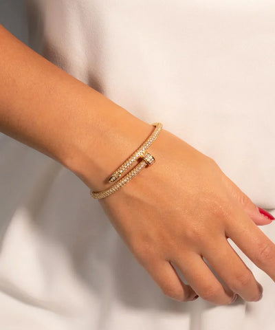 Nail Bracelet with Paved Stones Semi-Jewelry