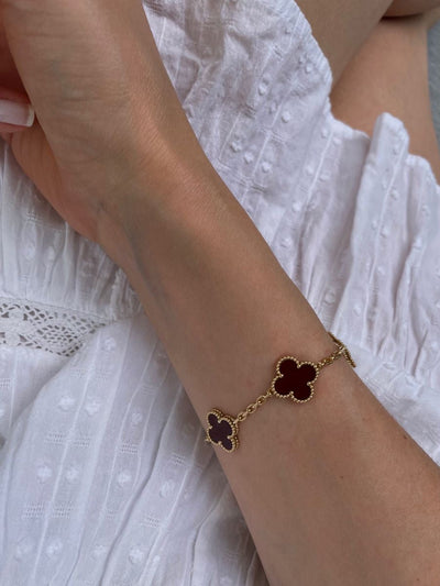Vintage Alhambra 5 Clover Bracelet - Black Semi-Jewelry