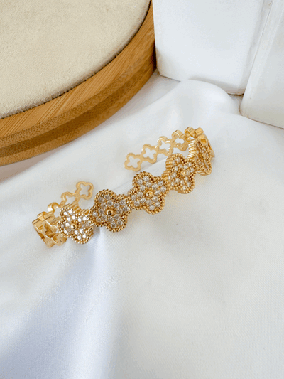 Paved Hollow Clover Bracelet