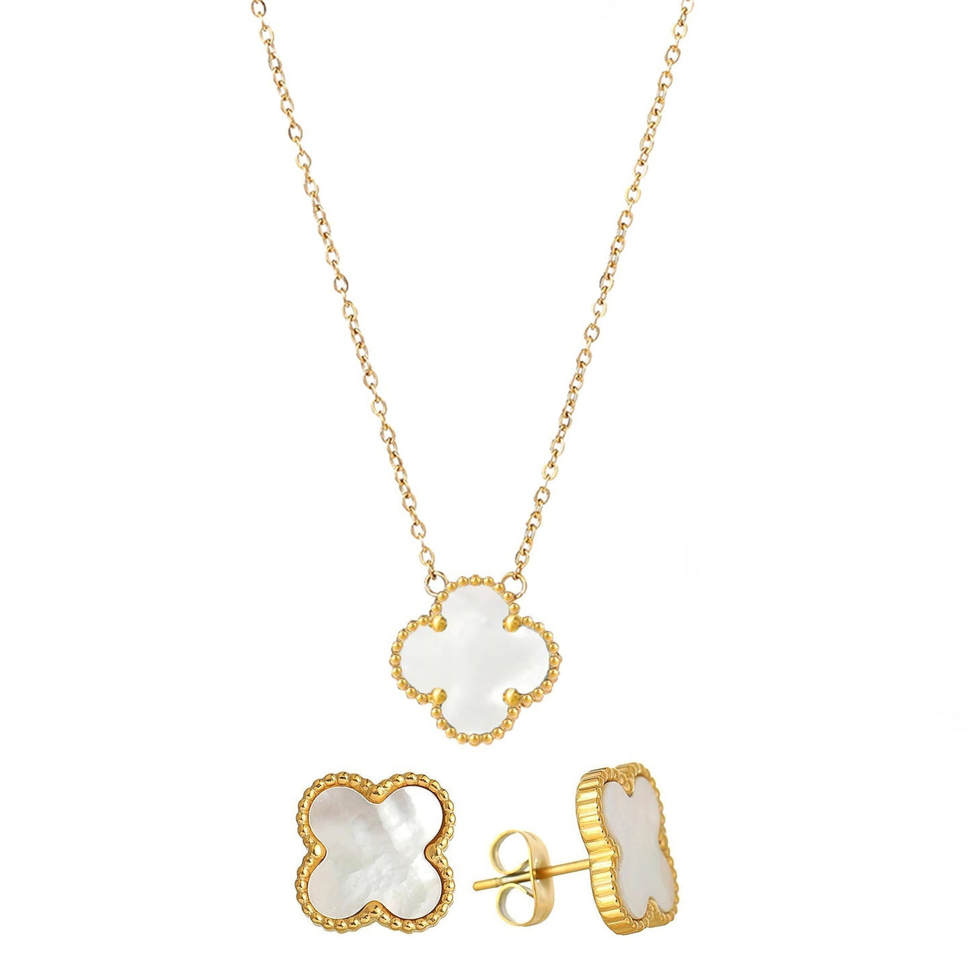 Van 1 Clover Mother-of-Pearl Necklace and Earring Set